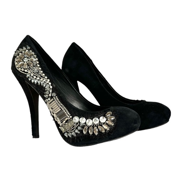 Dolce Vita Tavi Jeweled Suede Pumps High Heel Black Embellished Size 7 - Picture 14 of 14